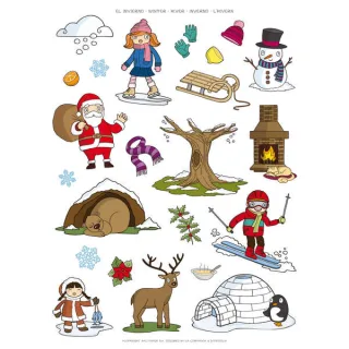 Apli Gomets Tematicos el Invierno - 276 Gomets en 12 Hojas - Ilustraciones Educativas - Adhesivo Removible - Ideal para Escuelas - Adhesivo Base Agua - Libre de Disolventes - Colorido · Pack