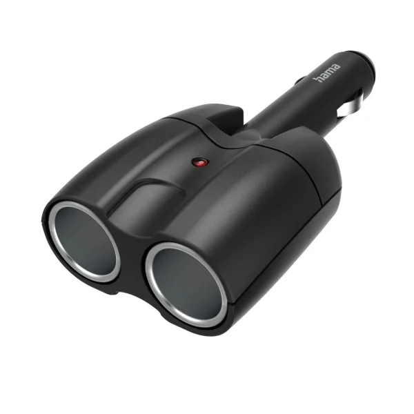 Hama Distribuidor de 2 Tomas de 12V para Coche - Color Negro