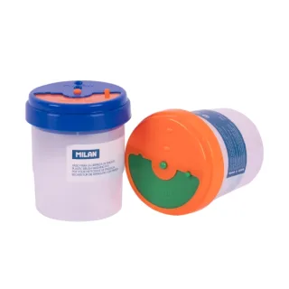 Milan Vaso para Limpieza de Pinceles - Antivuelco con Tapa - Transparente - Color Transparente