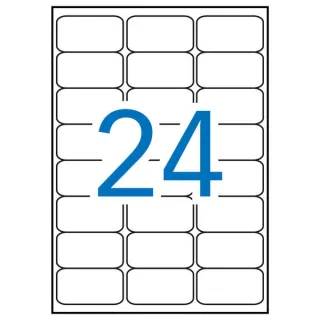 Apli Pack de 2.400 Etiquetas Rectangulares 64x33,9mm - 100 Hojas por 24 Etiquetas - Adhesivo Permanente - Cantos Romos - Color Blanco