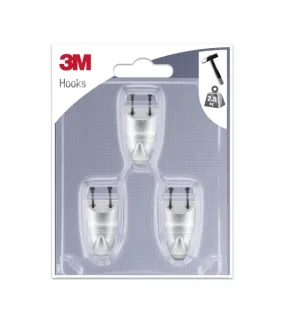 3M Pack de 3 Ganchos para Clavar - Formato S - Soporta hasta 2.5kg - Color Gris Metalizado