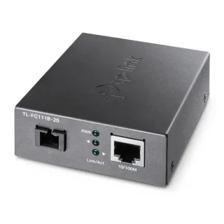 TP-Link Omada FC111B-20 Convertidor de Fibra a RJ45 - Fibra hasta 20km - Velocidad hasta 100Mbps - Auto Negociacion - Ethernet - Tecnologia WDM - Color Gris Oscuro