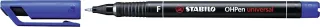 Stabilo OHPen Rotulador Permanente - Punta Fina - Trazo de 0.7mm - Agarre Antideslizante - Tapon Ventilado - Color Azul · Pack de 10 uds.