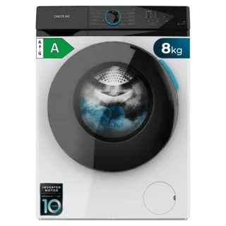 Cecotec Bolero DressCode 8110 Inverter Lavadora de Carga Frontal - Capacidad 8kg - Velocidad 1200rpm - Seguro Infantil - Motor Inverter - Inicio Programable - 11 Programas - Color Blanco y N