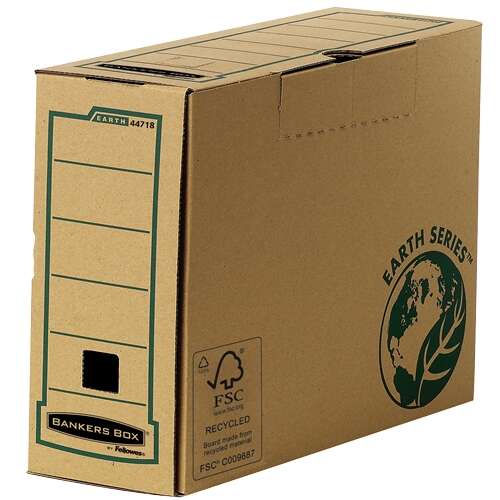 Fellowes Bankers Box Earth Caja de Archivo Definitivo Folio 100mm - Montaje Manual - Carton Reciclado Certificacion FSC - Color Marron · Pack de 20 uds.