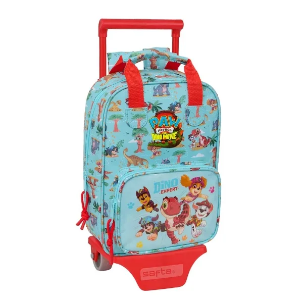 Safta Paw Patrol Dino Rescue Mochila con Carro - Extraible - Tarjeta de Identificacion Personal - Bolsillo Frontal - 20x28x8cm - Color Azul Pastel