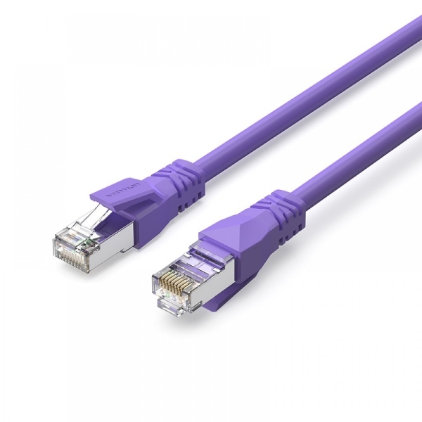 Vention Cable de Red Cat.6a SFTP - Longitud 0.3m - Velocidad hasta 10Gbps - 26AWG - Cubierta de PVC - Blindaje Multicapa - Color Morado
