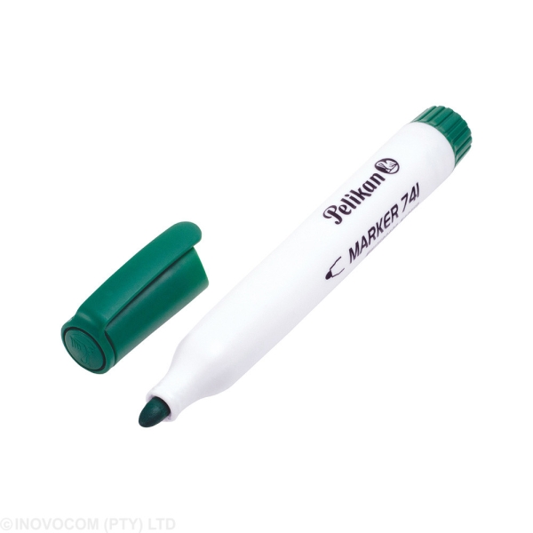 Pelikan 741F Rotulador para Pizarra Blanca - Punta de 2mm - Capuchon Antisecado - Borrable en Seco - Color Verde · Pack de 10 uds.