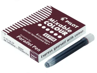 Pilot Pack de 6 Recargas para Pluma Estilografica Parallel - Capacidad 1ml - Color Sepia