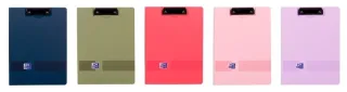 Oxford Live and Go Carpeta Sujetapapeles con Tapa - Pinza Metalica - Bolsillo Interior - Apertura 360º - Colores Surtidos · Pack de 10 uds.