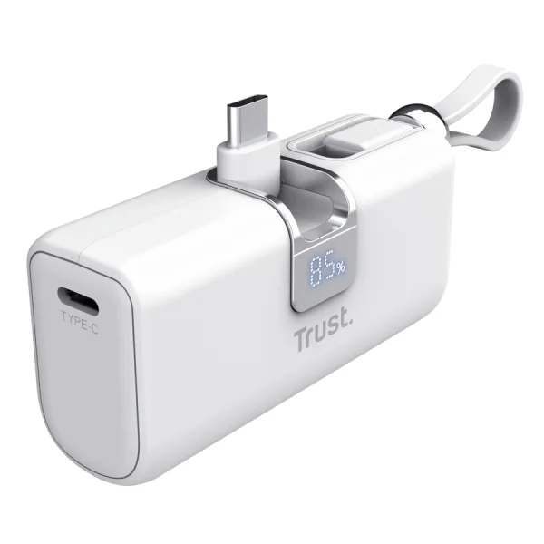 Trust Pacto Bateria Powerbank de 5000mAh - Potencia 20W - 3xUSB-C - Power Delivery - Deteccion Automatica - Plastico ABS - 25x39x77mm - Color Blanco