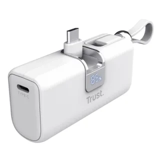 Trust Pacto Bateria Powerbank de 5000mAh - Potencia 20W - 3xUSB-C - Power Delivery - Deteccion Automatica - Plastico ABS - 25x39x77mm - Color Blanco
