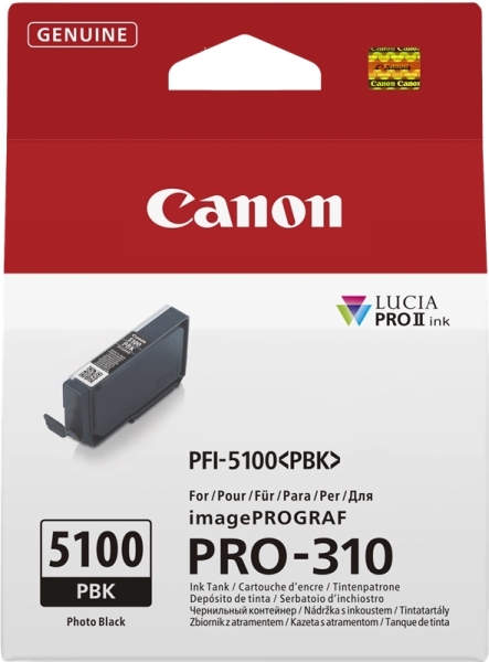 Canon PFI5100 Negro Photo Cartucho de Tinta Original - 6952C001/PFI-5100PBK