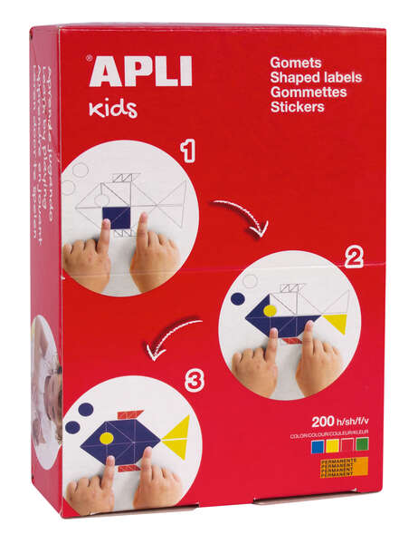 Apli Caja de 7.000 Gomets Forma de Estrella - 3 Medidas 12mm, 16mm y 20mm - Ideal Escuelas Infantiles y Colegios - Adhesivo Permanente - Colores Surtidos