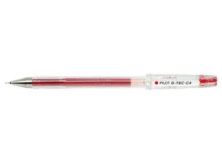 Pilot Boligrafo de Gel G-Tec C4 - Extra Fino - Recargable - Punta de Bola 0.4mm - Trazo 0.2mm - Color Rojo · Pack de 12 uds.