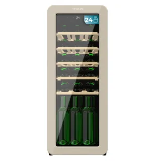 Cecotec Bolero GrandSommelier Origin 24 Hit Beige Vinoteca para 24 Botellas - Luz LED - Temperatura Regulable - Estilo Retro - Ventilador Interior - 92.8x36.6x47.6cm - Color Beige