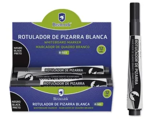 Bismark Rotulador para Pizarra 3mm - Punta Fina - Tinta de Secado Rapido - Facil de Borrar - Color Negro · Pack de 12 uds.