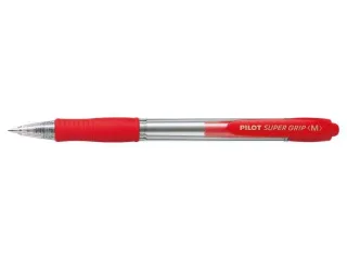 Pilot Boligrafo de Bola Retractil SuperGrip - Punta Redonda 1.0mm - Trazo 0.27mm - Tinta de Aceite - Grip Ergonomico - Color Rojo · Pack de 12 uds.