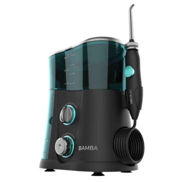 Cecotec Bamba ToothCare 1200 Jet Pro Irrigador Bucal - 7 Boquillas - Hasta 1250-1700 Pulsos por Minuto - Pantalla LED - Capacidad 1000ml - 10 Ajustes de Presion - IPX4 - Desinfeccion con Luz