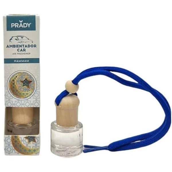 Prady Ambientador Coche Hammam - Frasco de Cristal 6 ml y Cuerda para Espejo Retrovisor