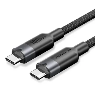 Vention Cable USB-C 3.2 - Potencia hasta 100W - Transmision 4K a 60 Hz - Longitud 1m - Recubrimiento de Nailon Trenzado - Velocidad hasta 10Gbps - Color Negro