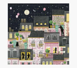 Pictura Tarjeta Puzzle - 15.5x15.5cm - Tematica Ciudad de Noche - 49 Piezas - Incluye Tarjeta Plegada y Sobre Blanco - Certificacion FSC
