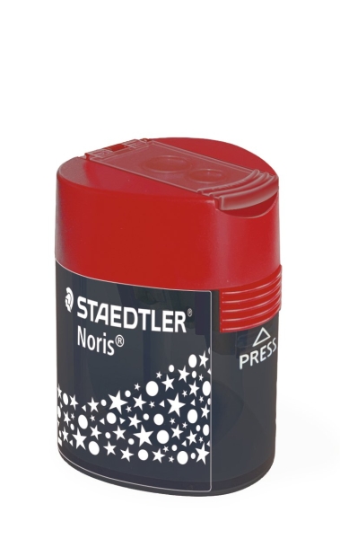 Staedtler 512 F Sacapuntas de 2 Orificios con Deposito - Para Lapices de 8.2mm y 10.2mm - Color Rojo · Pack de 10 uds.