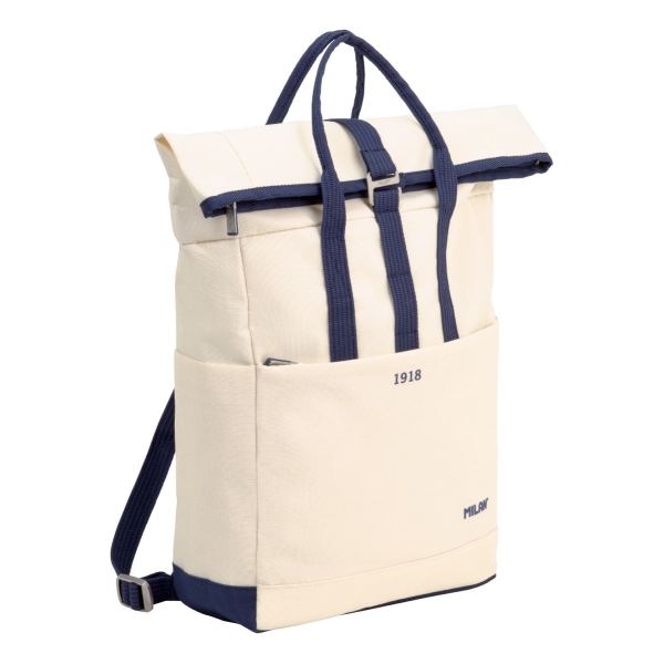 Milan Coleccion 430 Mochila Urbana 10L - Cierre Superior Enrollable - 2 Bolsillos Laterales - Bolsillo Trasero Acolchado - Asas Regulables - Color Beige