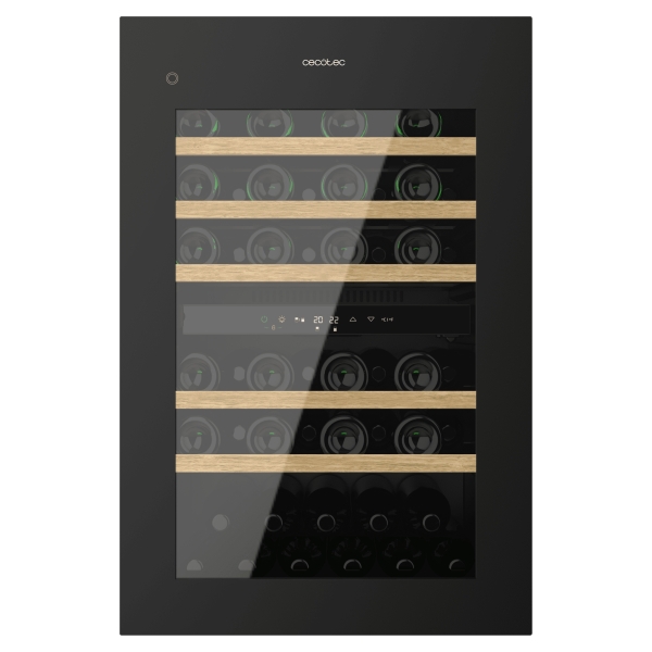Cecotec Bolero GrandSommelier Duo 57000 Touch Black Compressor Vinoteca 57 Botellas - Capacidad 143L - Silencioso 38dB - Luz LED - Pantalla LED - Temperatura Regulable - Acero Inoxidable - C
