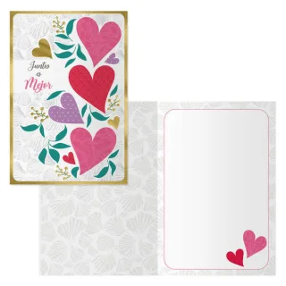 Dohe Juntos Pack de 6 Tarjetas de Felicitacion para Parejas - 11.5x17cm - Impresion a Todo Color - Estampaciones con Pelicula de Color - Estampacion en Seco - Papel Offset Blanco de 300gr -