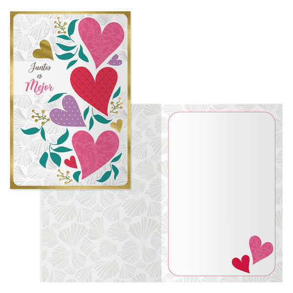 Dohe Juntos Pack de 6 Tarjetas de Felicitacion para Parejas - 11.5x17cm - Impresion a Todo Color - Estampaciones con Pelicula de Color - Estampacion en Seco - Papel Offset Blanco de 300gr -