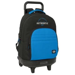 Safta Blackfit8 Underground Mochila con Carro - Extraible - Bolsillo Frontal - Portabotellas - Tirador Doble - Hombreras Acolchadas - Tarjeta ID - Bandeja PVC - 330x220x450mm - Color Negro y
