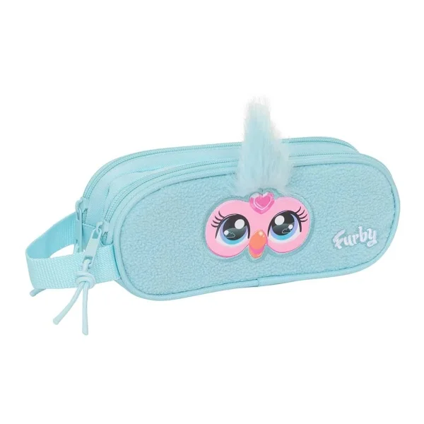 Safta Furby Portatodo - 2 Compartimentos con Cremalleras - Asa Lateral - 1L - 210x60x80mm - Color Azul Claro