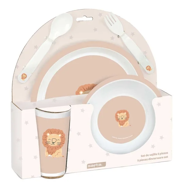 Safta Leon Set de Menaje Infantil - PVC sin BPA - 260x90x260mm - Color Beige