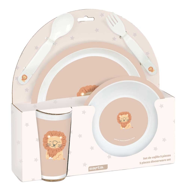 Safta Leon Set de Menaje Infantil - PVC sin BPA - 260x90x260mm - Color Beige