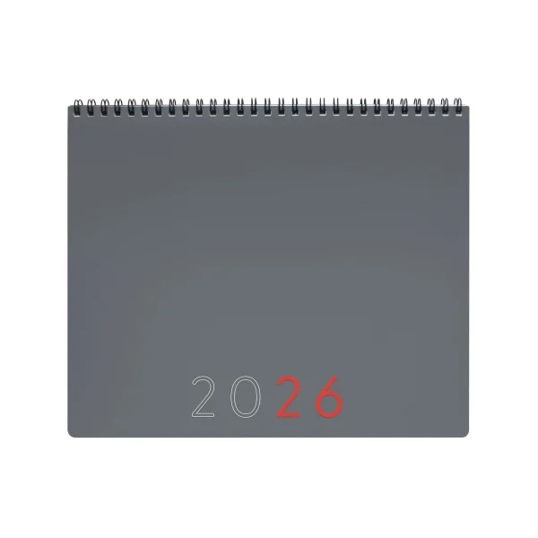 Finocam Agenda Planificador Internacional - Anual 2026 - Espacio para Escribir - 250x13x200mm - Mes Vista - Color Gris