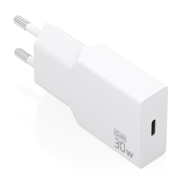 Aisens Cargador de Pared - 30W - GaN - 1xUSB-C - Power Delivery 3.0 - Ultra Delgado - Multiples Protecciones de Seguridad - Color Blanco
