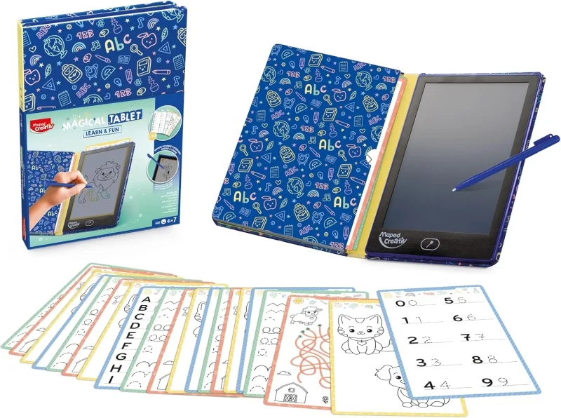 Maped Magical Tablet - Tableta LCD 11" para Dibujar y Escribir + Lapiz y 15 Hojas de Actividades a Doble Cara - Para Niños a partir de 4 Años