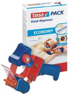 Tesa 6300 Economy Precintadora para Rollos de hasta 50mm - Tension Ajustable Manualmente - Color Rojo/Azul