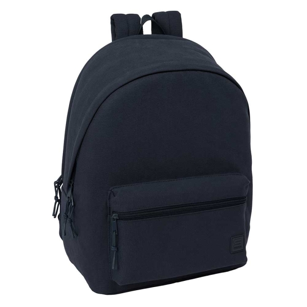 Safta Basic Mochila para Portatiles hasta 15.6" - Bolsillo para Tablet hasta 11" - Antirrobo - Asa de Mano - Conector USB - Cremallera - Doble Tirador - Acolchada - 31x44x18cm - Color Azul Oscuro