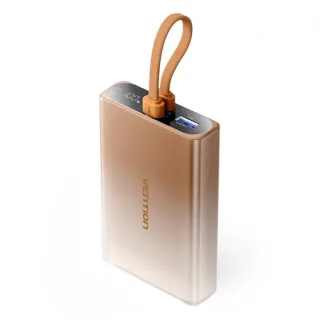 Vention Powerbank de 10000mAh - Potencia de Salida hasta 22.5W - USB-A - USB-C - Pantalla - Linterna LED Integrada - Apto para Viajes Aereos - 108x68x22mm - Color Dorado