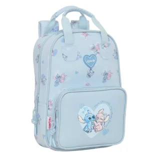 Safta Stitch Mochila Infantil - Bolsillo Frontal - Tarjeta ID - Hombreras Acolchadas - Asa Forrada - 4.5L - 200x80x280mm - Color Azul Claro