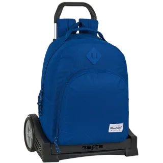 Safta Blackfit8 Oxford Mochila con Carro - Tirador Doble - Bolsillo Grande - Hombreras Acolchadas - Mochila Extraible - Carro Reforzado - Ruedas Antivibracion - 320x150x420mm - Color Azul Os