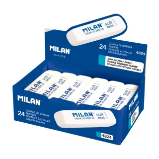 Milan 4824 Gomas de Borrar Biseladas - Miga de Pan - Caucho Sintetico - Flexible - Color Blanco · Pack de 24 uds.