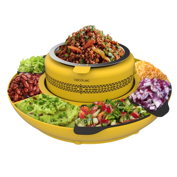 Cecotec Fun Taco Andale Maquina para Calentar Ingredientes para Tacos - 40W - Mantiene Calor - Organizador - Colorido y Divertido - Moldes de Silicona - Facil de Limpiar y Transportar - Colo