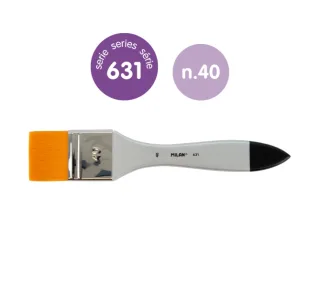 Milan 631 Premium Synthetic Paletina de 40mm - Pelo Sintetico - Mango de Madera Barnizada - Color Plata