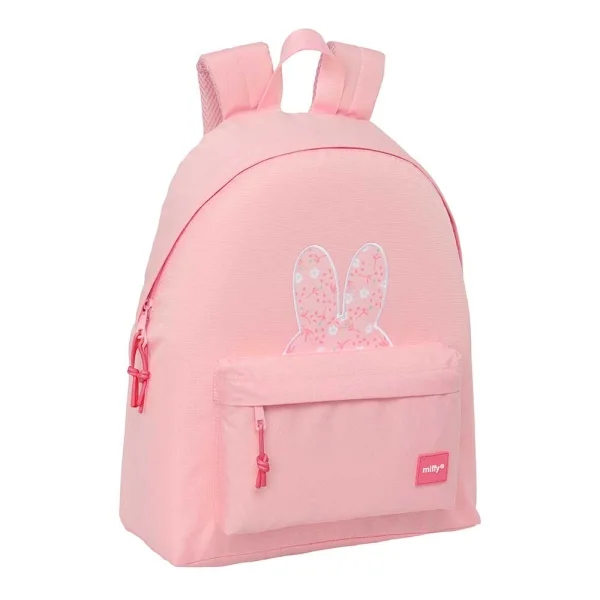 Safta Miffy Flores Mochila - Bolsillo Frontal - Hombreras Acolchadas - Espalda Acolchada - Doble Tirador - Asa Superior - 20.8L - 330x150x420mm - Color Rosa