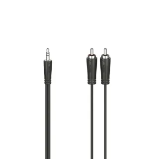 Hama Essential Cable de Audio - 2x RCA Macho - Jack 3.5mm Macho - Longitud 1.5m - Estereo - Color Negro