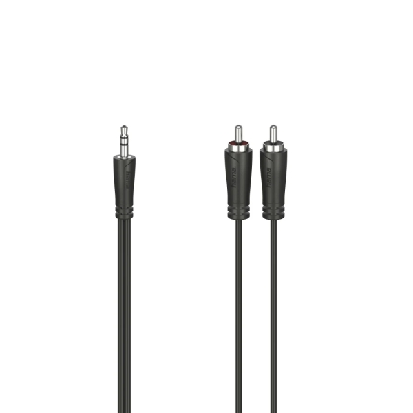 Hama Essential Cable de Audio - 2x RCA Macho - Jack 3.5mm Macho - Longitud 1.5m - Estereo - Color Negro