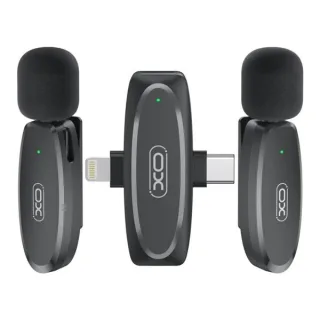 XO MKF10 Microfono Inalambrico de Solapa - Conector Tipo C y Lightning - Color Negro